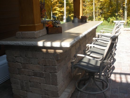 Paver Patio/ fireplace/ pillars.  Photo